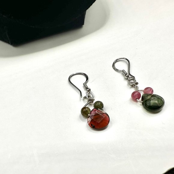 16" Purple and Green  Natural Tourmaline Crystal Necklace and Matching Earrings - Picture 12 of 13